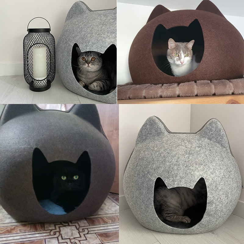 Zipper Felt Breathable Cat Bed