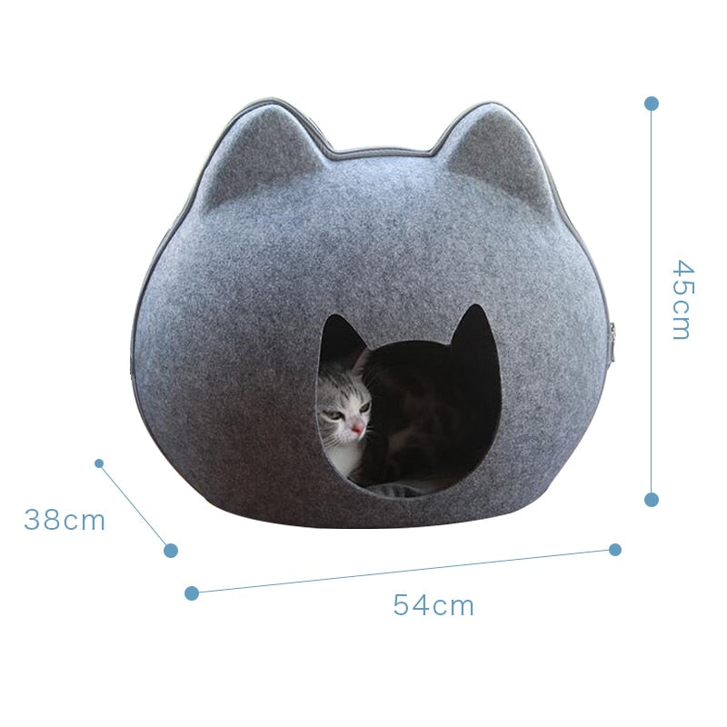 Zipper Felt Breathable Cat Bed